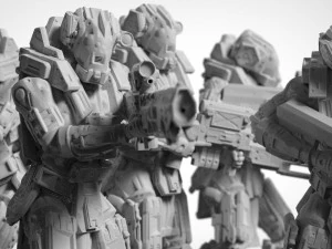 공상 과학 명사수 저격 소총 팀 미니어처 3D 인쇄 모델 3D 프린트 모델