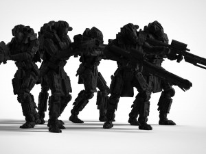 scifi marksman sniper rifle team miniatures 3d print model Modelo de Impressão 3D