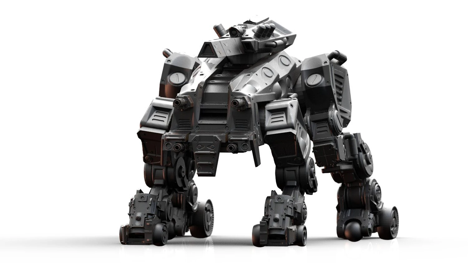 quad mech - cavalo louco com rifle ferrovi&aacute;rio modelo de impress&atilde;o 3D Modelo de Impressão 3D .c4d .max .obj .3ds .fbx .stl .blend 