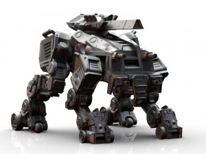 quad mech- crazy horse with rail rifle 3d print model Modelo de Impressão 3D