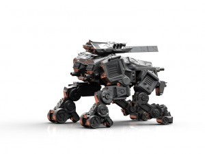 quad mech- crazy horse with rail rifle 3d print model Modelo de Impressão 3D