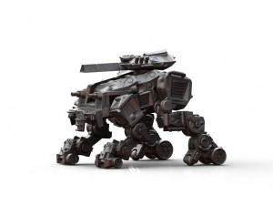 quad mech- crazy horse with rail rifle 3d print model Modelo de Impressão 3D