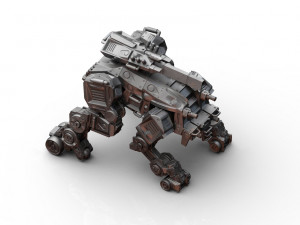 quad mech- crazy horse with rail rifle 3d print model Modelo de Impressão 3D