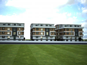 3 blocks building exteriors 3D Model