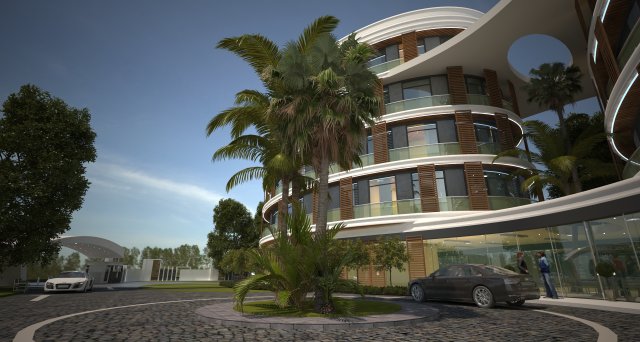 Modern elips otel 3D Model .c4d .max .obj .3ds .fbx .stl .blend 