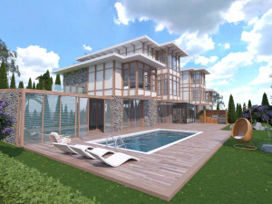 Modern elips otel 3D Model