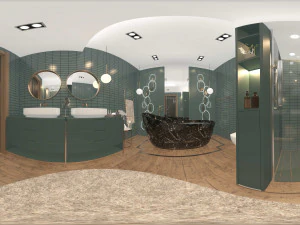 公园中央的医院 S 未来派建筑 3D 模型
