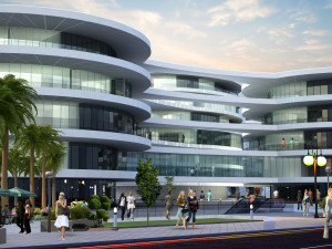 HOSPITAL S futuristic building in middle of park Model 3D