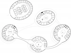 公园中央的医院 S 未来派建筑 3D 模型