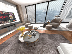 MODERN LIVING ROOM 360 VEW 3D Модель