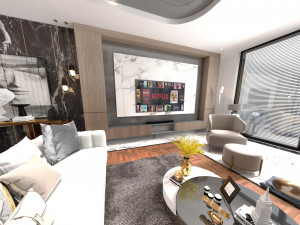 MODERN LIVING ROOM 360 VEW 3D Модель