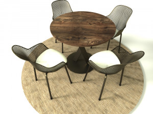 TABLE AND CHAIRS LOW-POLY 3D MODEL 3D 모델