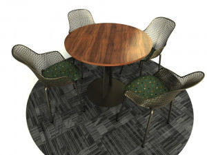 TABLE AND CHAIRS LOW-POLY 3D MODEL Model 3D