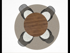TABLE AND CHAIRS LOW-POLY 3D MODEL Model 3D