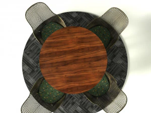 TABLE AND CHAIRS LOW-POLY 3D MODEL 3D Model