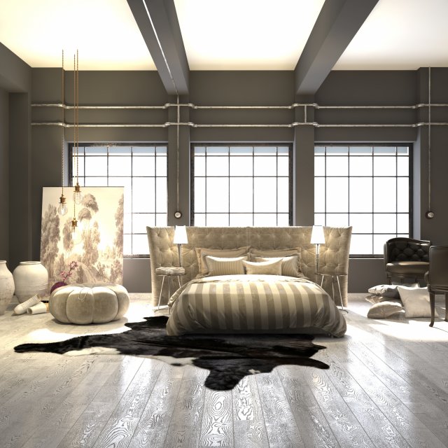 BEDROOM LOFT REAL Modèle 3D .c4d .max .obj .3ds .fbx .stl .blend 