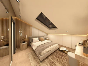 屋根裏部屋のモダンな VLLA 360 ビュー 3Dモデル