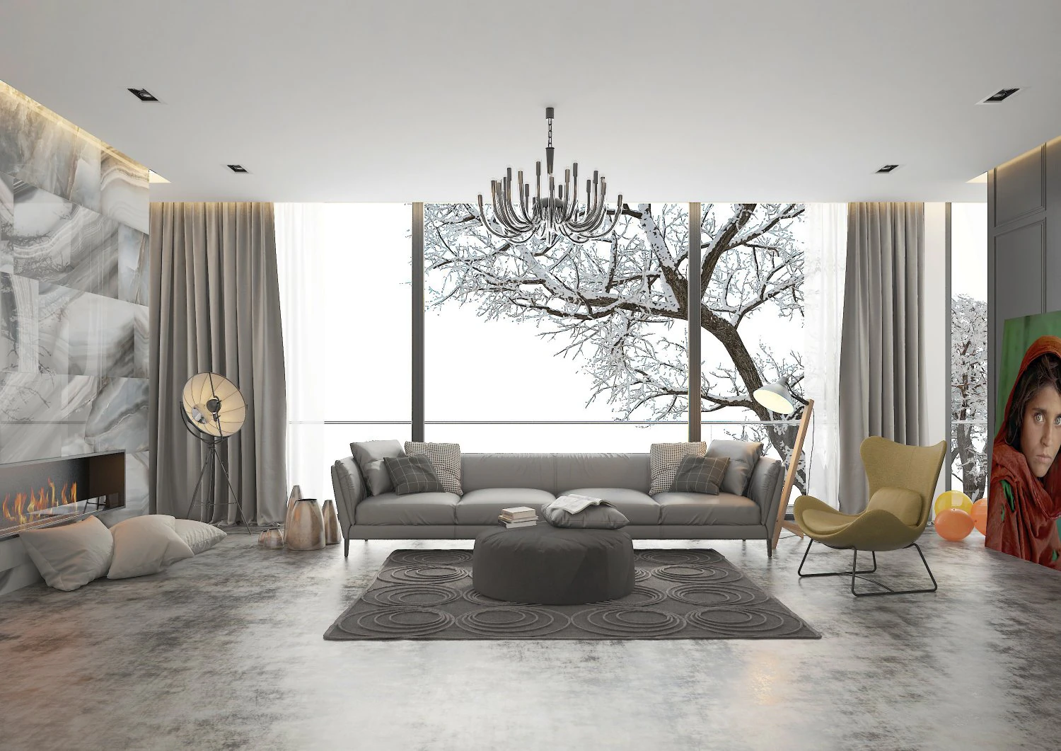 LIVING ROOM WINTER 3D Model .c4d .max .obj .3ds .fbx .stl .blend 