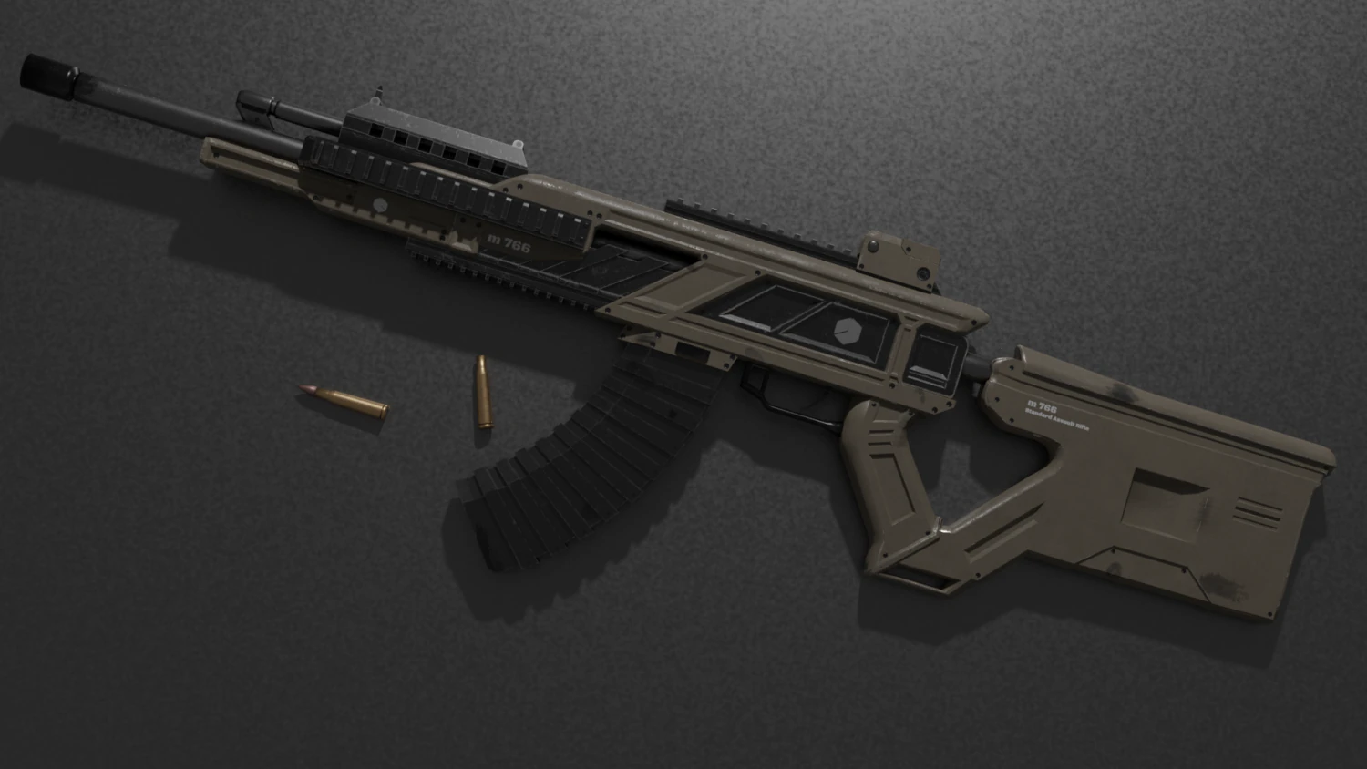 sci-fi assault rifle based on m762 3D Model .c4d .max .obj .3ds .fbx .stl .blend 