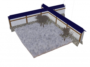 japanese garden with wall bushes and gras 3D मॉडल
