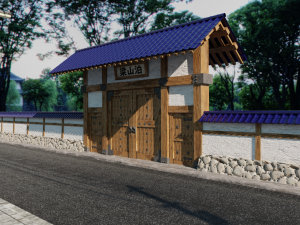 japanese front gate 3d Modello 3D