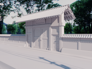 japanese front gate 3d Modello 3D