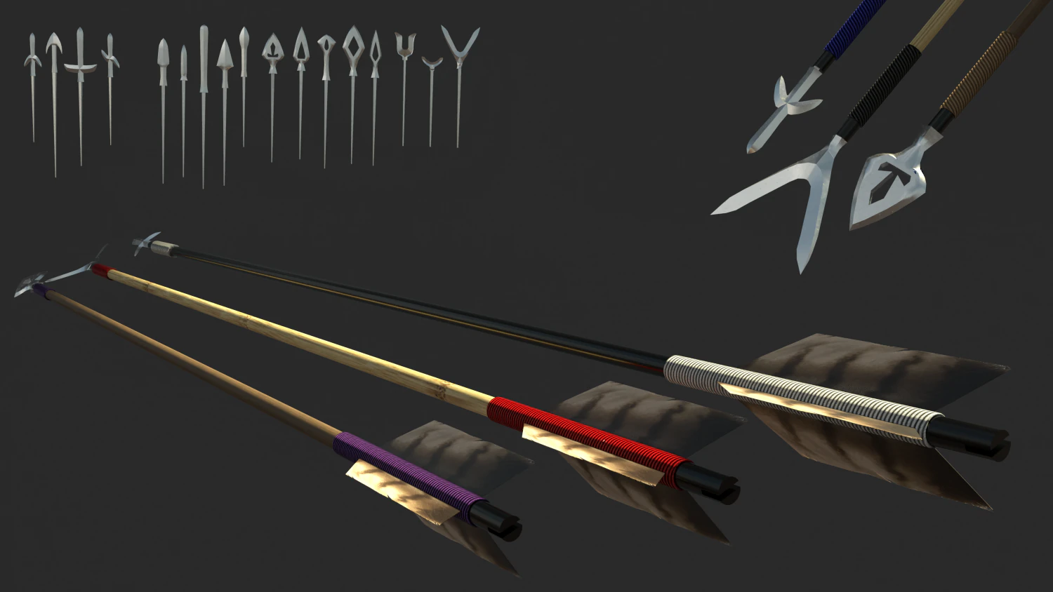 japanese arrow set 3d 3D Model .c4d .max .obj .3ds .fbx .stl .blend 
