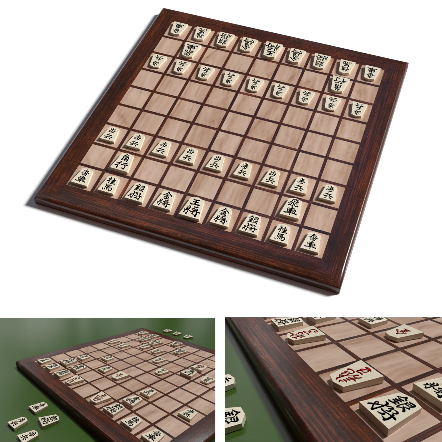luxury laminated shogi board 3D Model .c4d .max .obj .3ds .fbx .stl .blend 