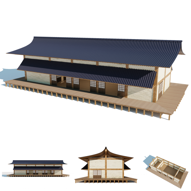 japanese freestanding dojo 3D Model .c4d .max .obj .3ds .fbx .stl .blend 