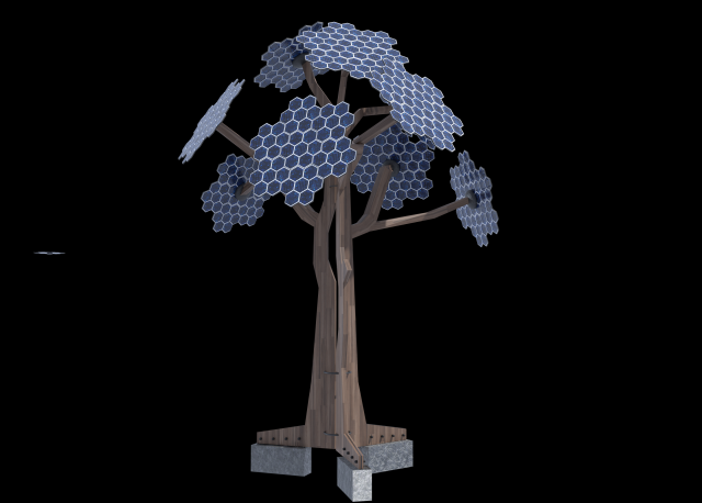 solar energy tree hexagonal cells Model 3D .c4d .max .obj .3ds .fbx .stl .blend 
