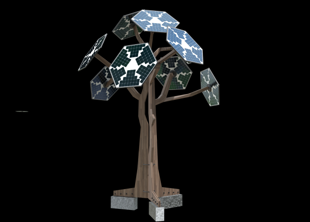 solar energy tree rectangular cells 3D मॉडल .c4d .max .obj .3ds .fbx .stl .blend 