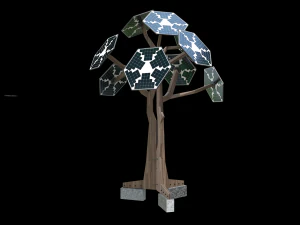 solar energy tree rectangular cells 3D Model