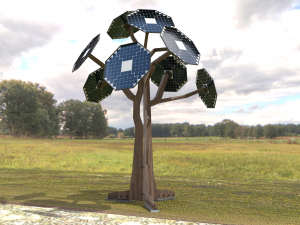 solar energy tree octagonal panels Modello 3D