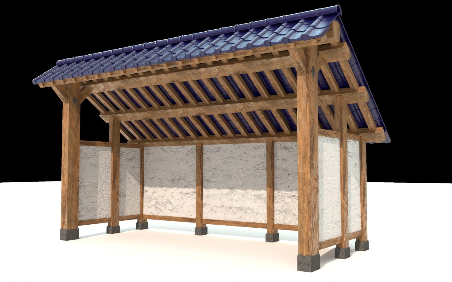 open shed with plaster wall 3D Model .c4d .max .obj .3ds .fbx .stl .blend 