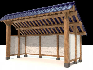 tettoia aperta con parete in gesso Modello 3D