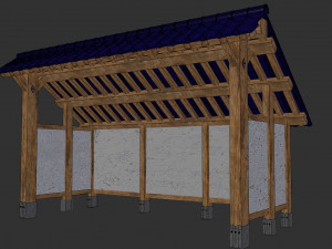 open shed with plaster wall 3D Model