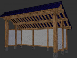 open shed with plaster wall 3D Model