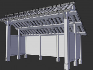 open shed with plaster wall 3D Model