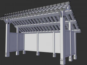 open shed with plaster wall 3D Model