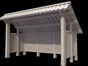 open shed with plaster wall 3D Model