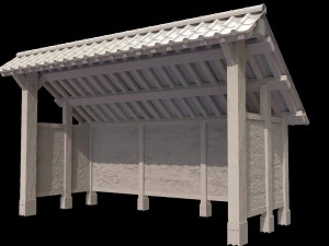 open shed with plaster wall 3D Model