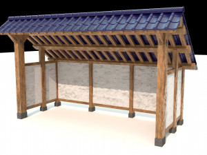 open shed with plaster wall 3D Model