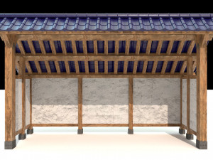 open shed with plaster wall 3D Model