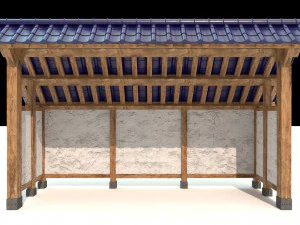 open shed with plaster wall 3D Model