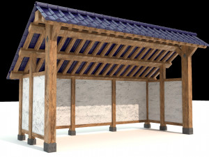 open shed with plaster wall 3D Model