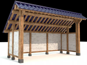 open shed with plaster wall 3D Model
