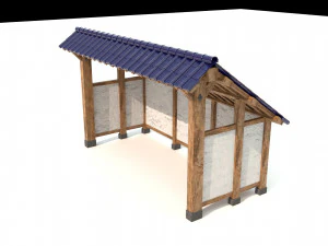 open shed with plaster wall 3D Model