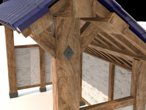 open shed with plaster wall 3D Model