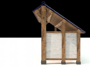 open shed with plaster wall 3D Model