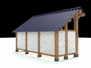 open shed with plaster wall 3D Model